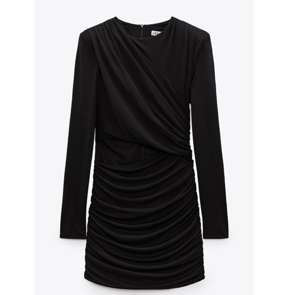 NWT! ZARA Black Long Sleeve Cut Out Mini Dress - Picture 1 of 4